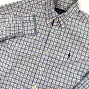 Polo Ralph Lauren Button Down Shirt Men's M‎ Pink Blue  Plaid Classic Preppy